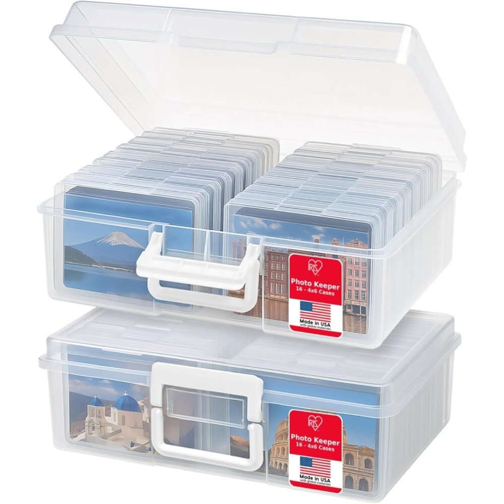 IRIS  4" x 6" || 2-Pack Photo Organizers and Photo Storage Box with Handle, 16 I